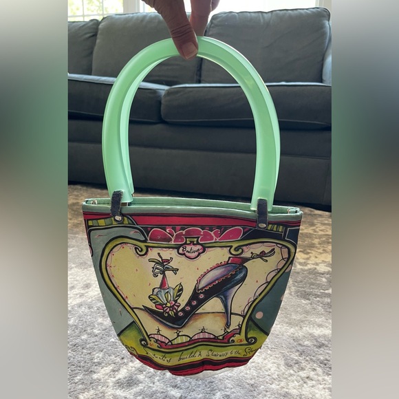 Wendy Costa Women's Bag Purse Made In New York Colorful High Heel Lucite Handle - Picture 1 of 6